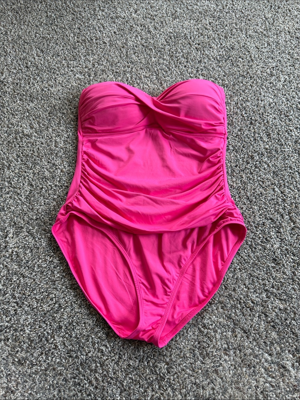 Anna Cole Bright Pink Strapless Swim Suit Size 12